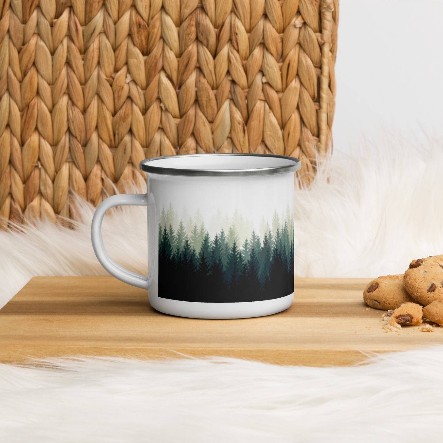 PNW Forest Trees Enamel Mug