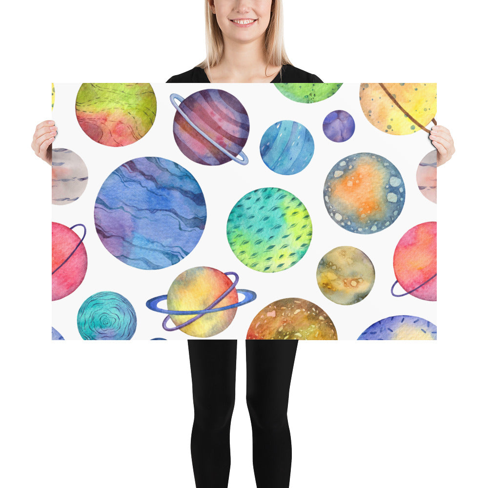 Watercolor Planets Poster - Multiple Sizes wall art posters home decor office decor art gifts
