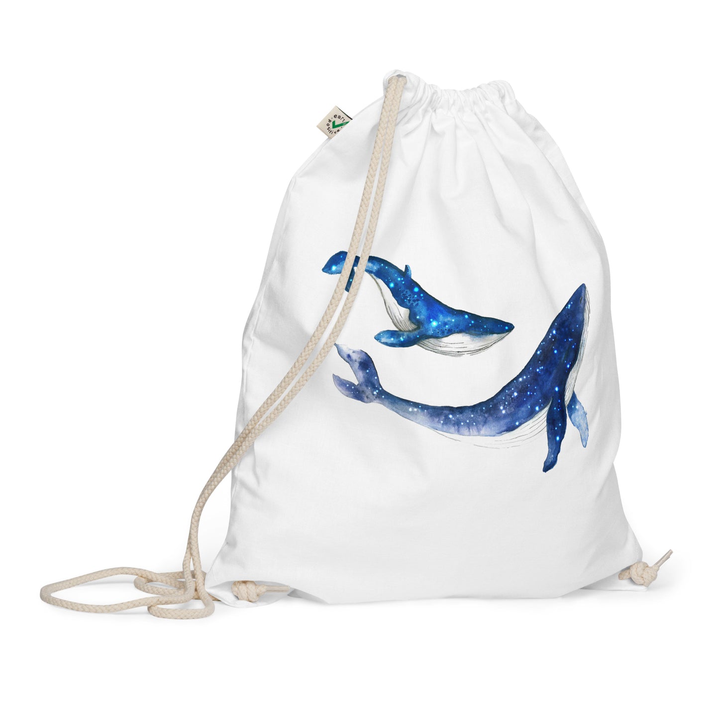 Galaxy Whale Organic cotton drawstring bag