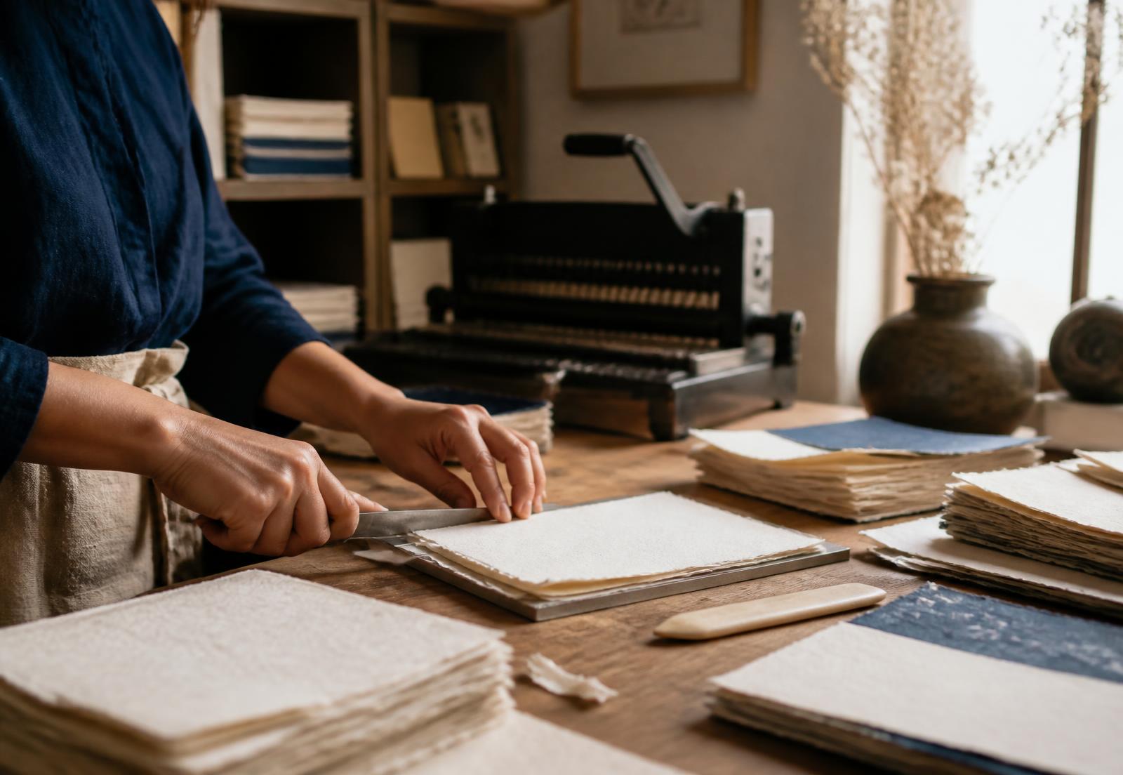 Paper trimmed by hand in the Archive Paper & Press studio