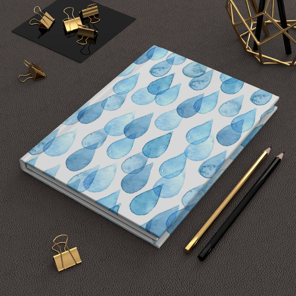 Watercolor Raindrops Hardcover Journal Matte