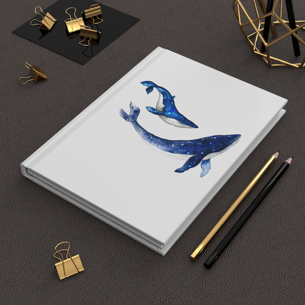 Galaxy Whale Hardcover Journal Matte Notebook - 5.75in x 8in - 150 lined pages real estate client gifts christmas gift ideas under 20