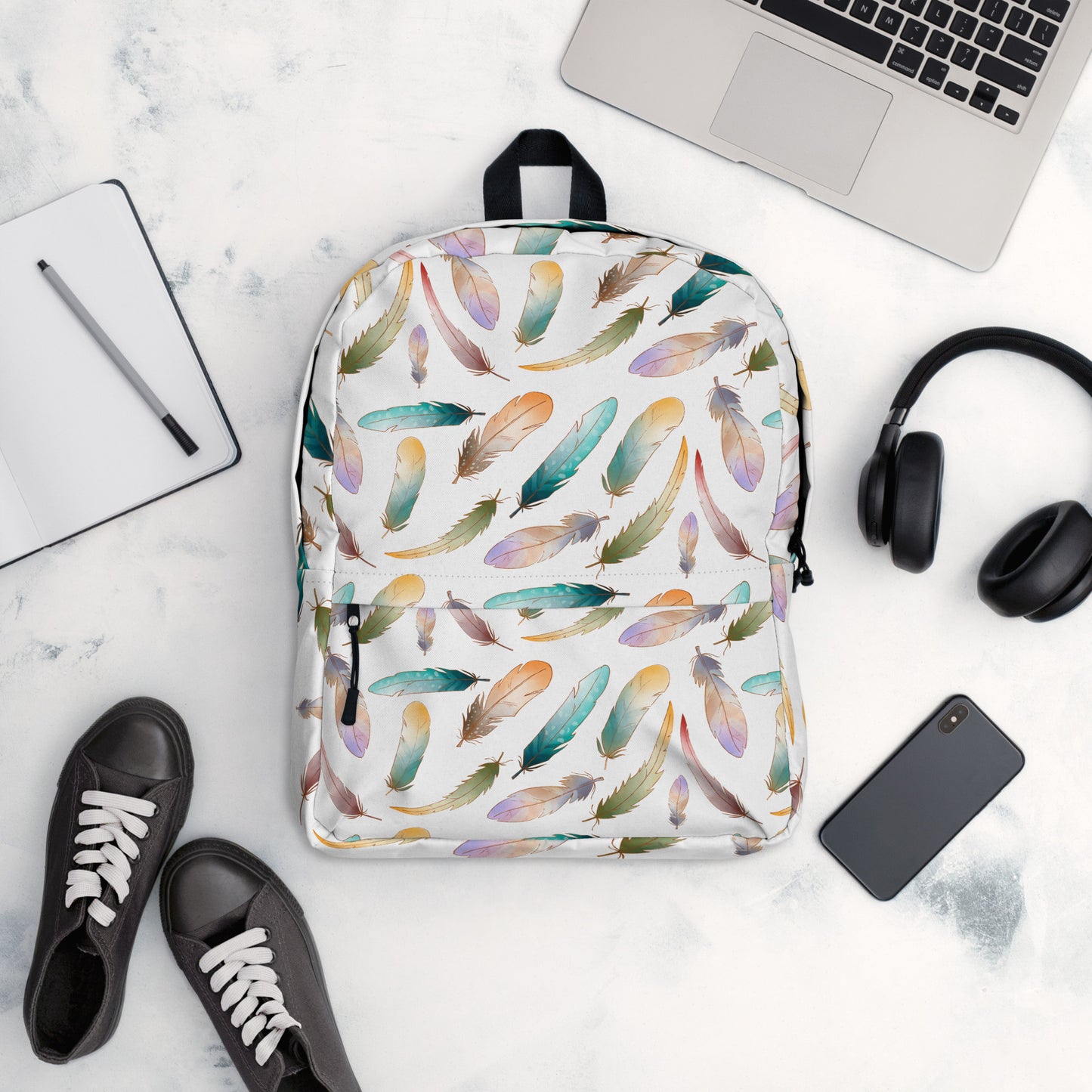 Watercolor Feathers Backpack