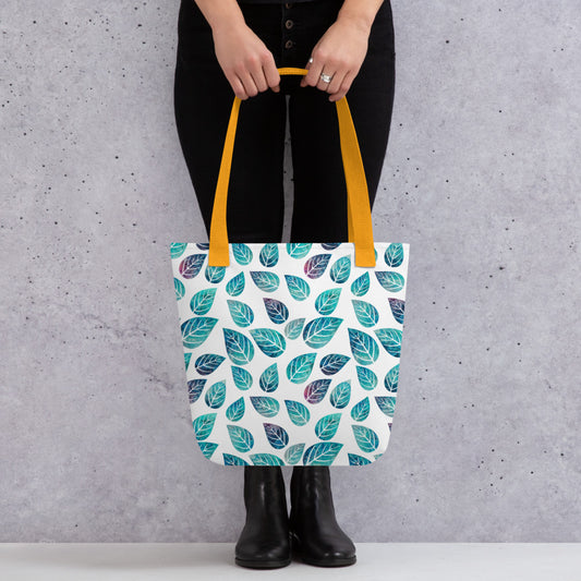 Watercolor Leaves Teal Tote bag