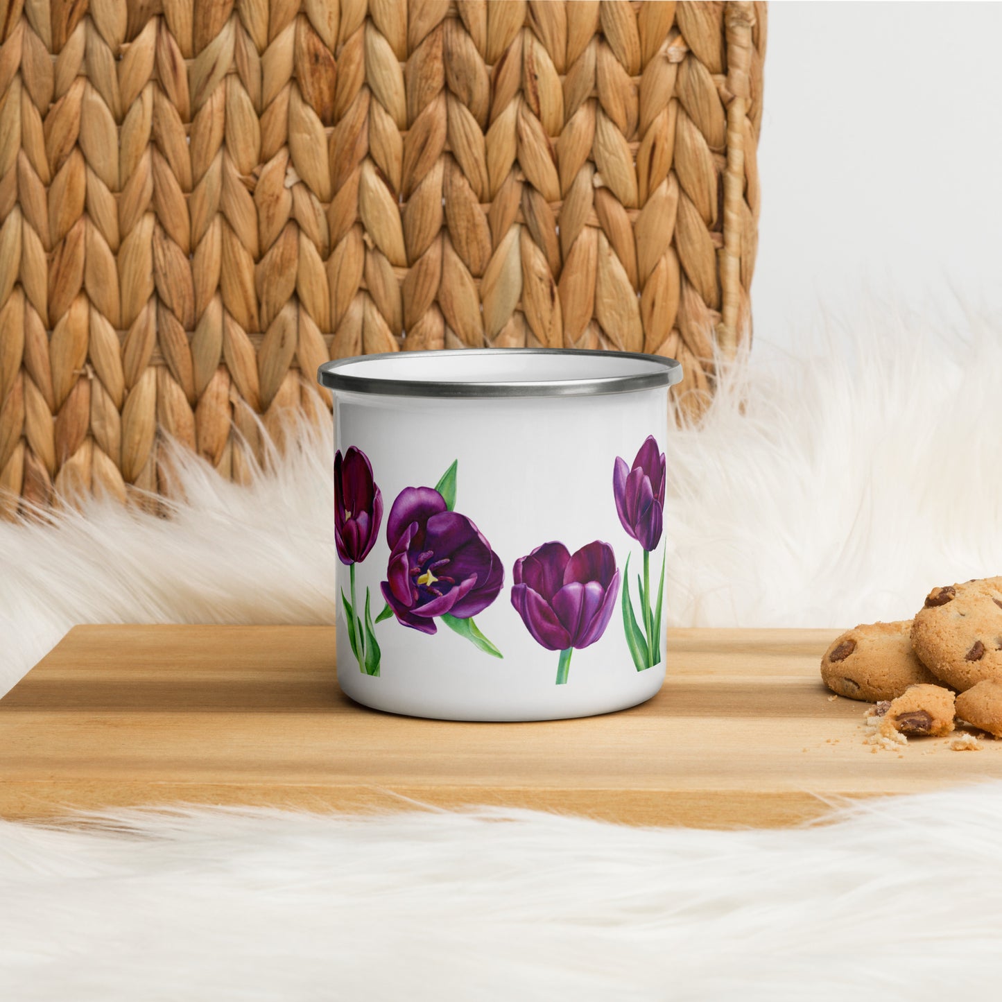 Purple Flowers Enamel Mug