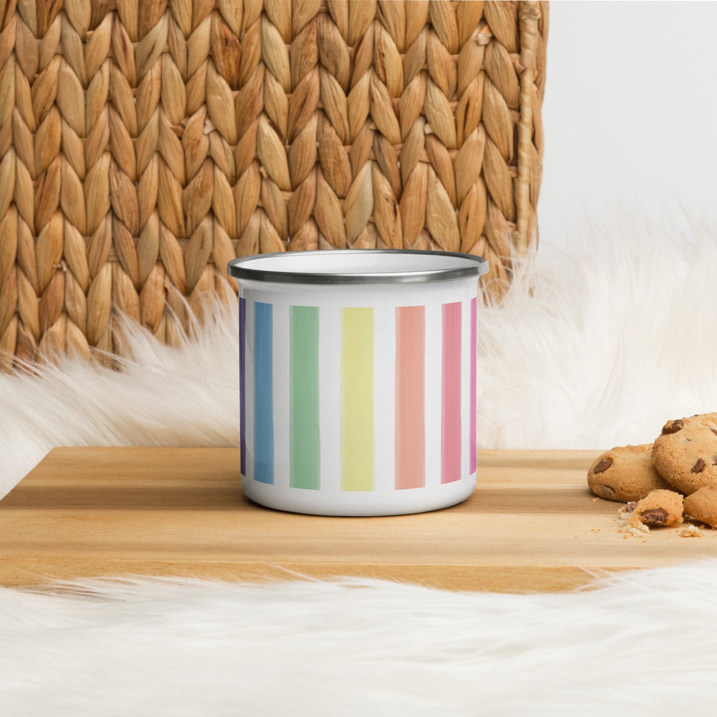 Rainbow Stripe Enamel Mug