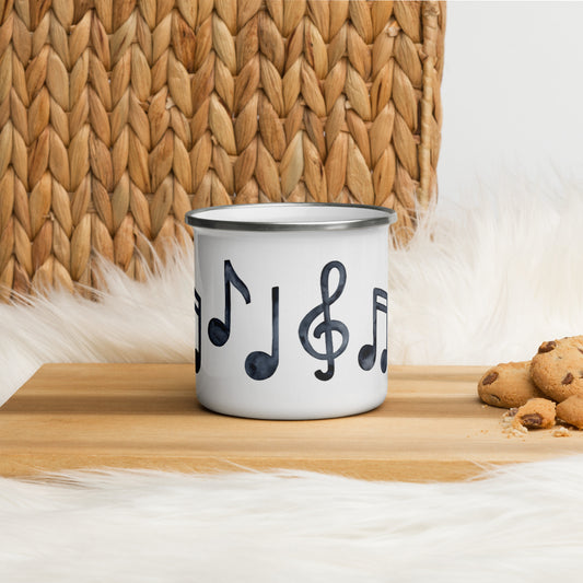 Music Notes Enamel Mug