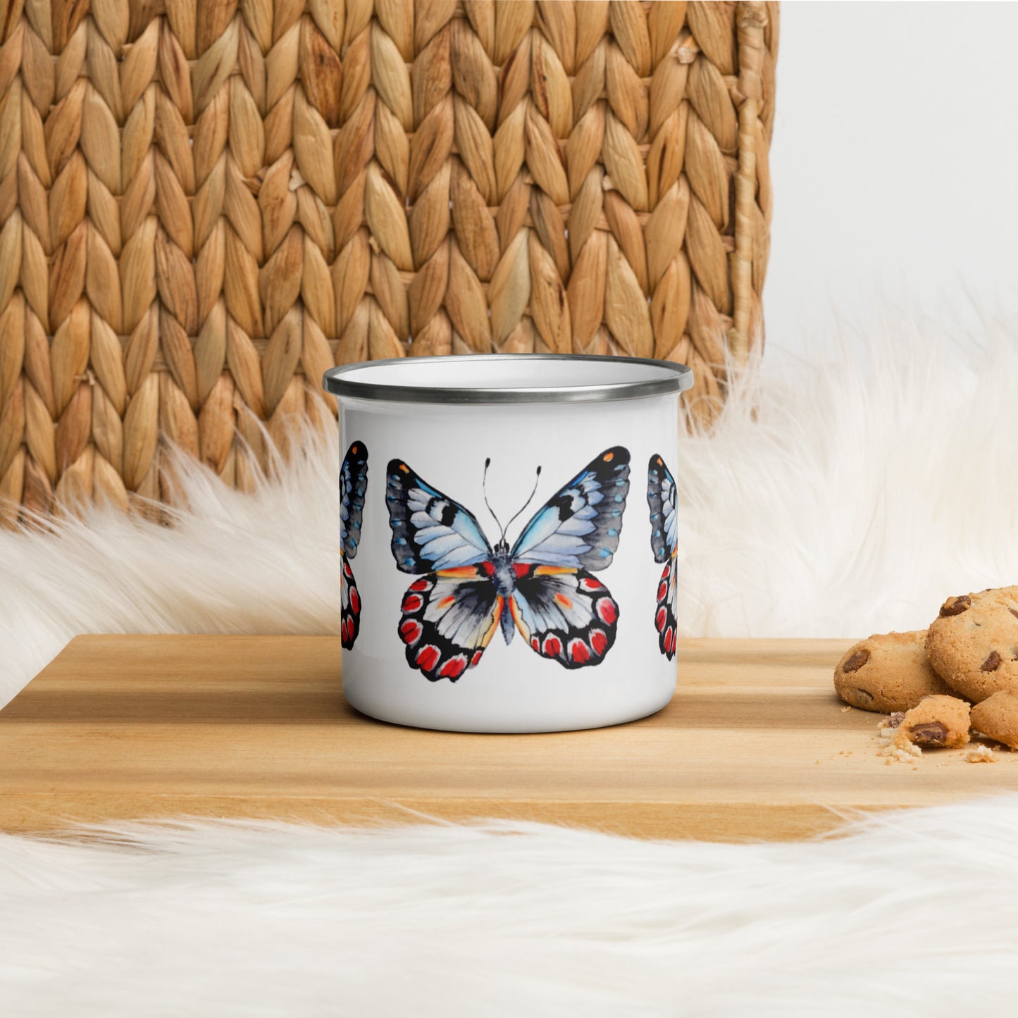 Watercolor Butterflies Enamel Mug