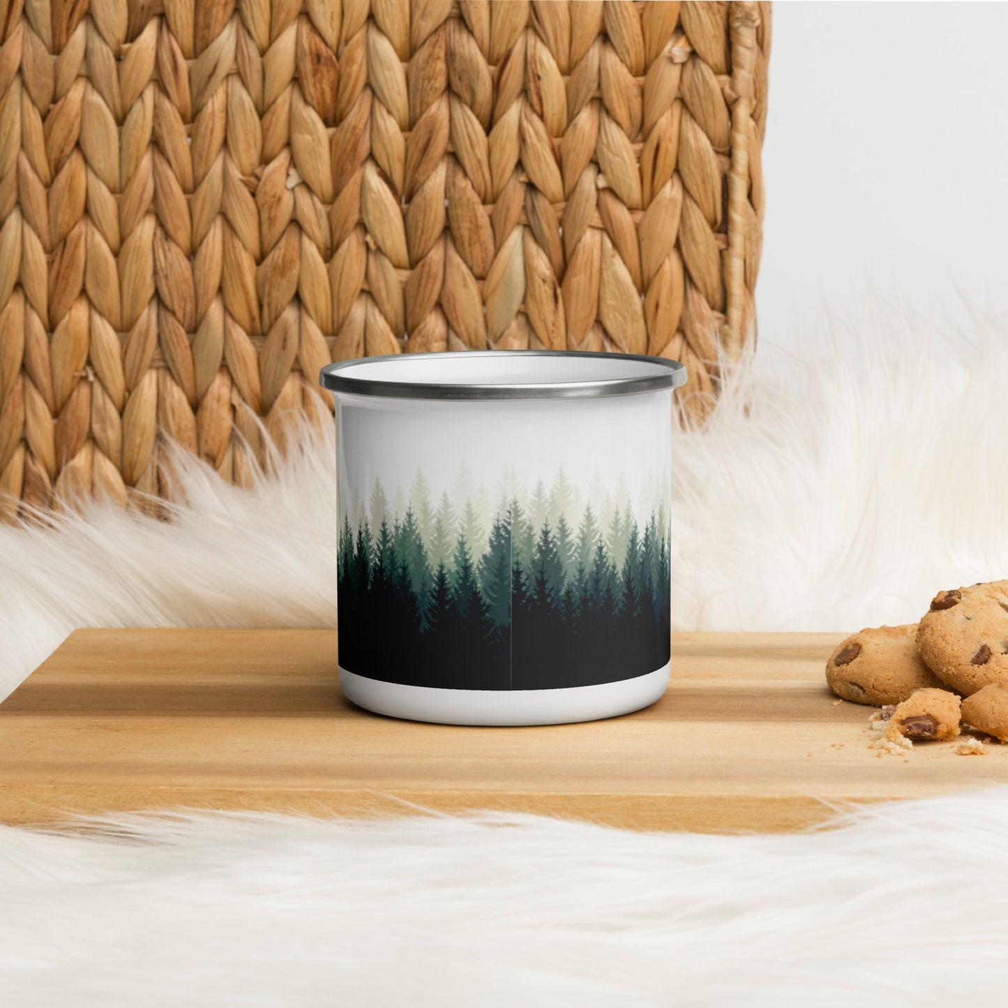 PNW Forest Trees Enamel Mug