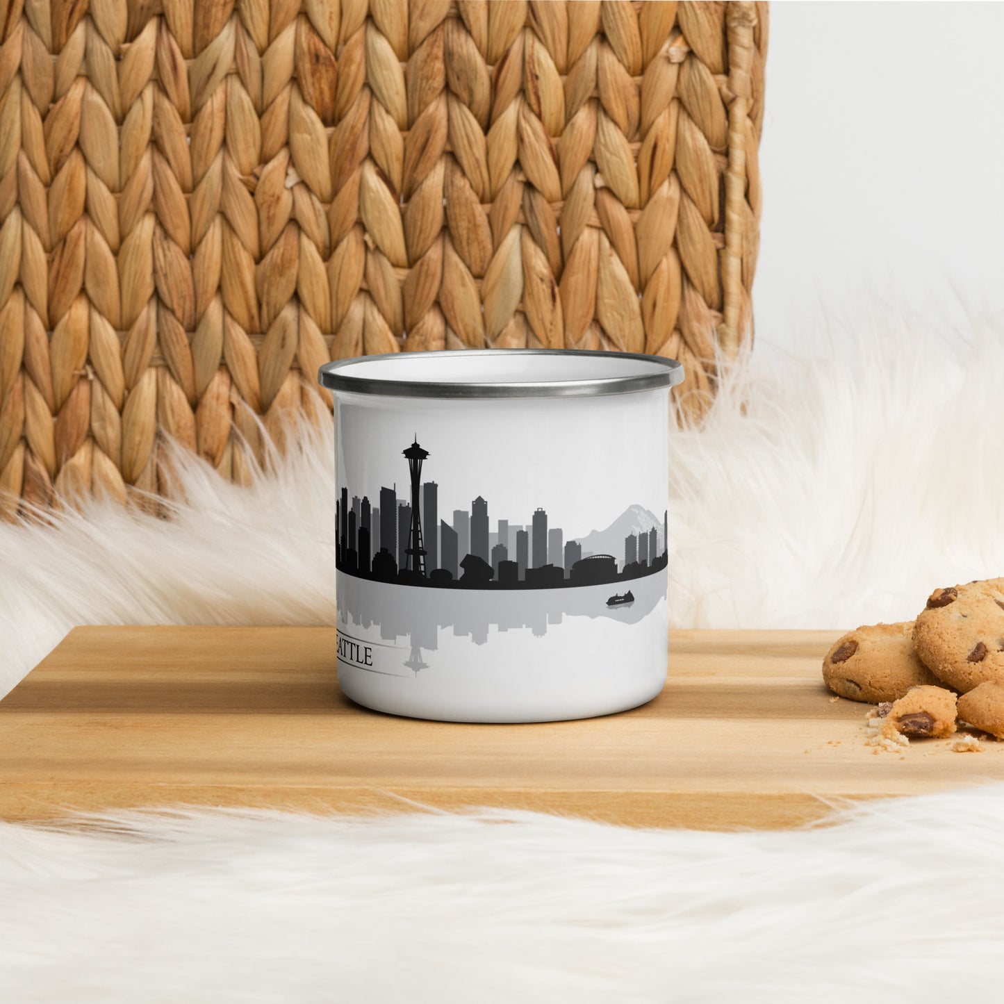 Seattle Washington City Skyline Enamel Mug