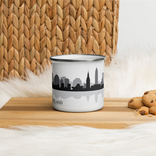 Cleveland Ohio City Skyline Enamel Mug