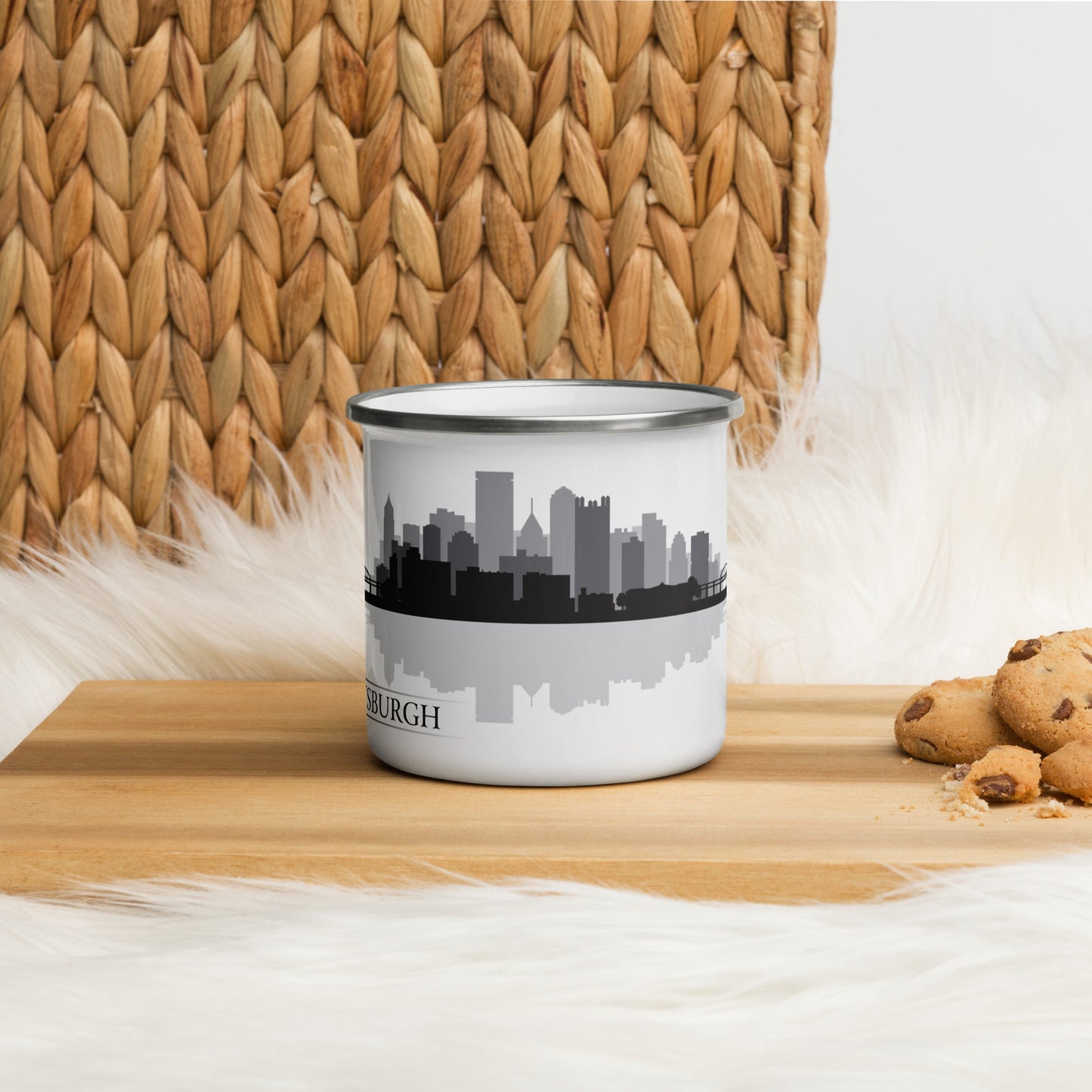 Pittsburg Pennsylvania City Skyline Enamel Mug