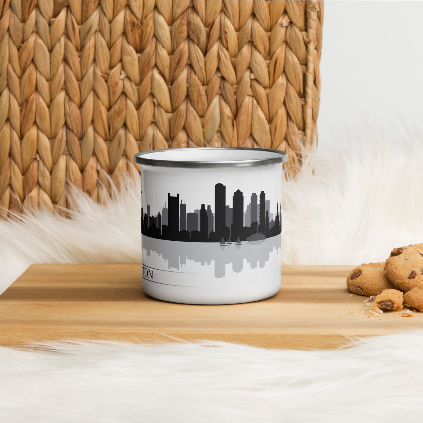 Boston Massachusetts City Skyline Enamel Mug