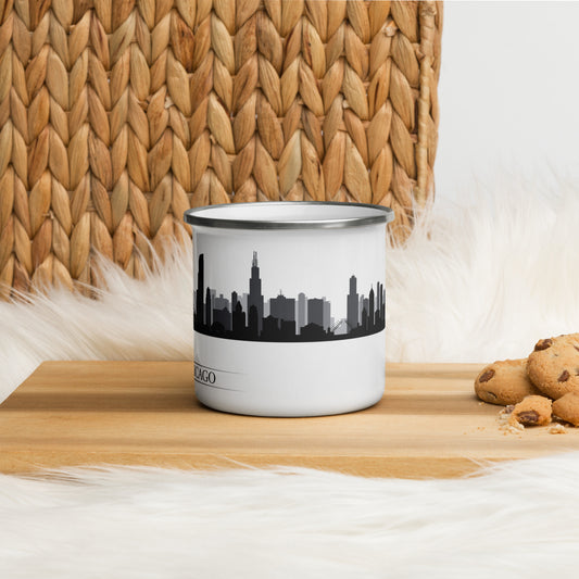 Chicago Illinois City Skyline Enamel Mug