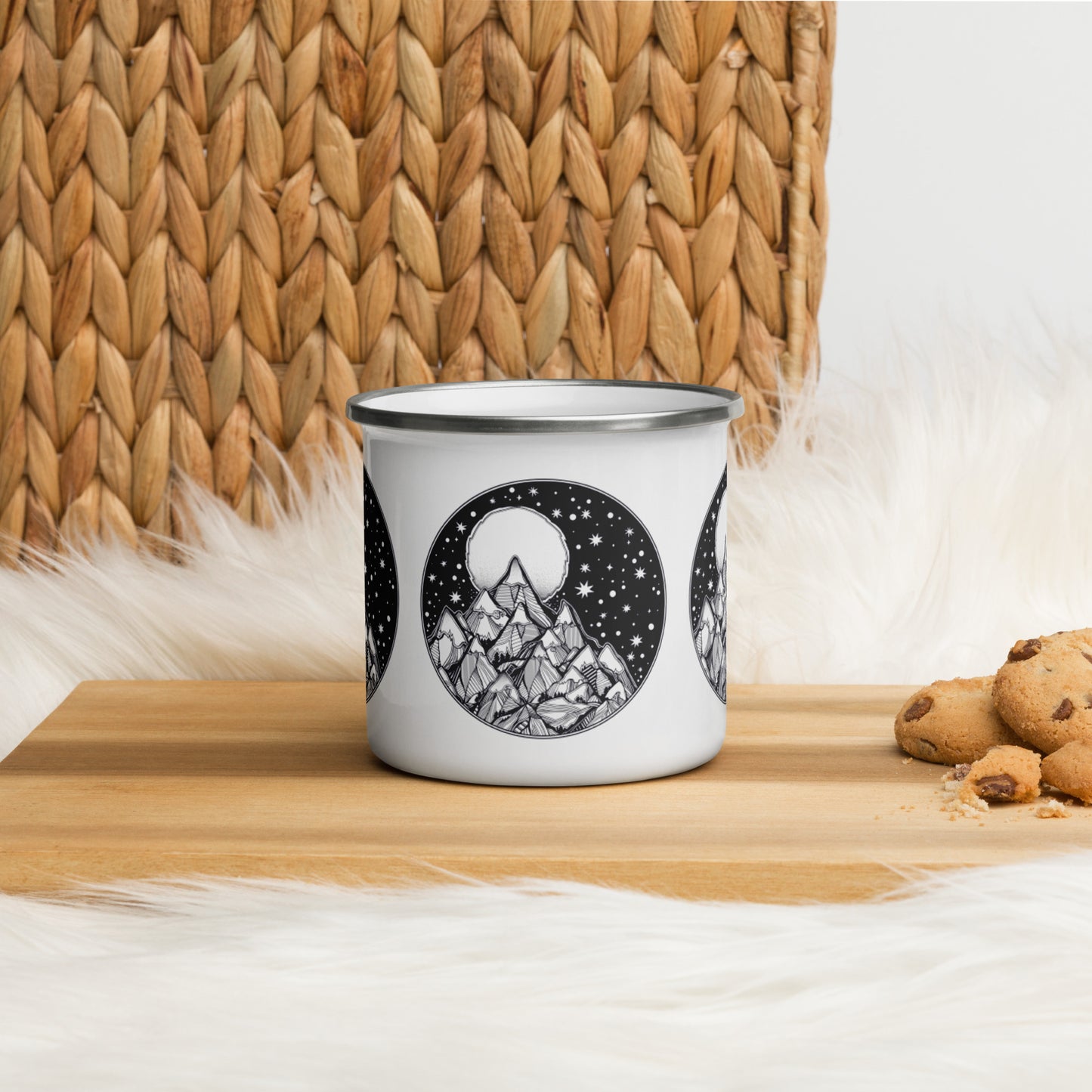 Mountains Moon Scene Enamel Mug