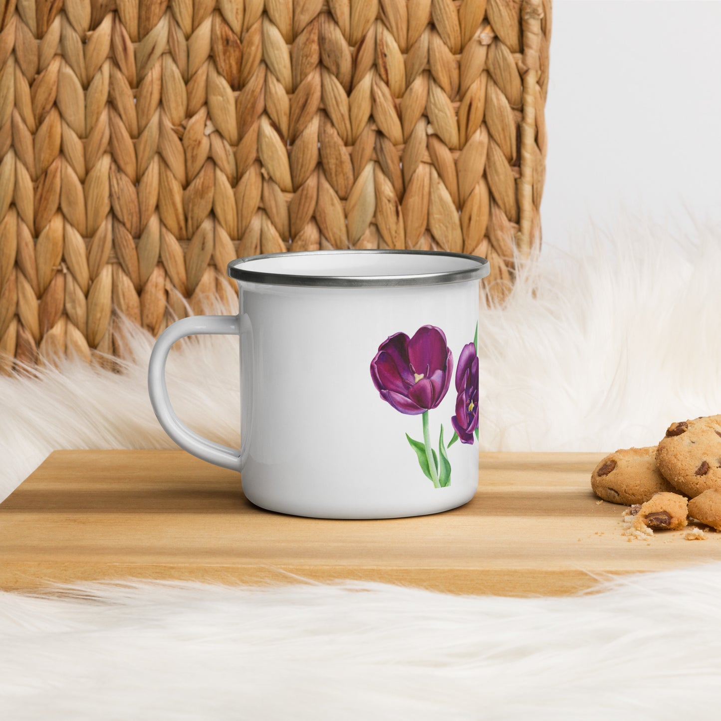 Purple Flowers Enamel Mug