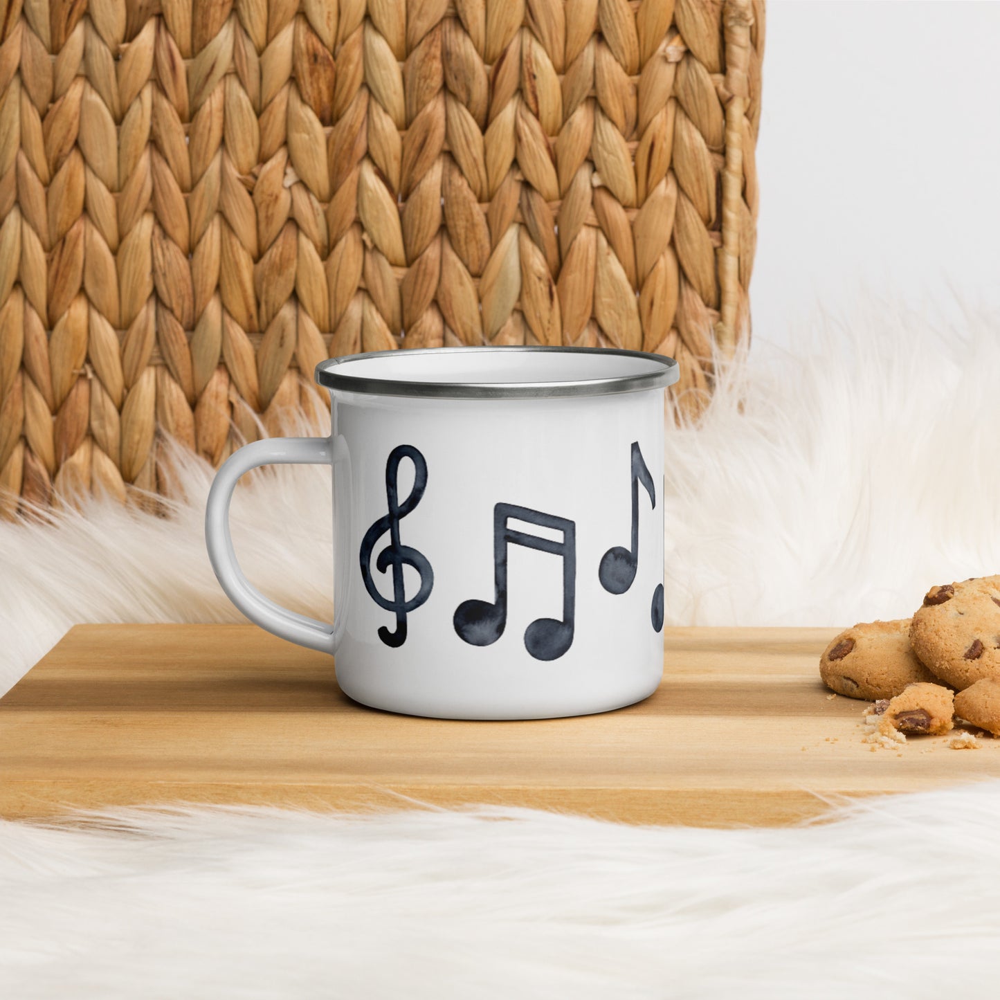 Music Notes Enamel Mug