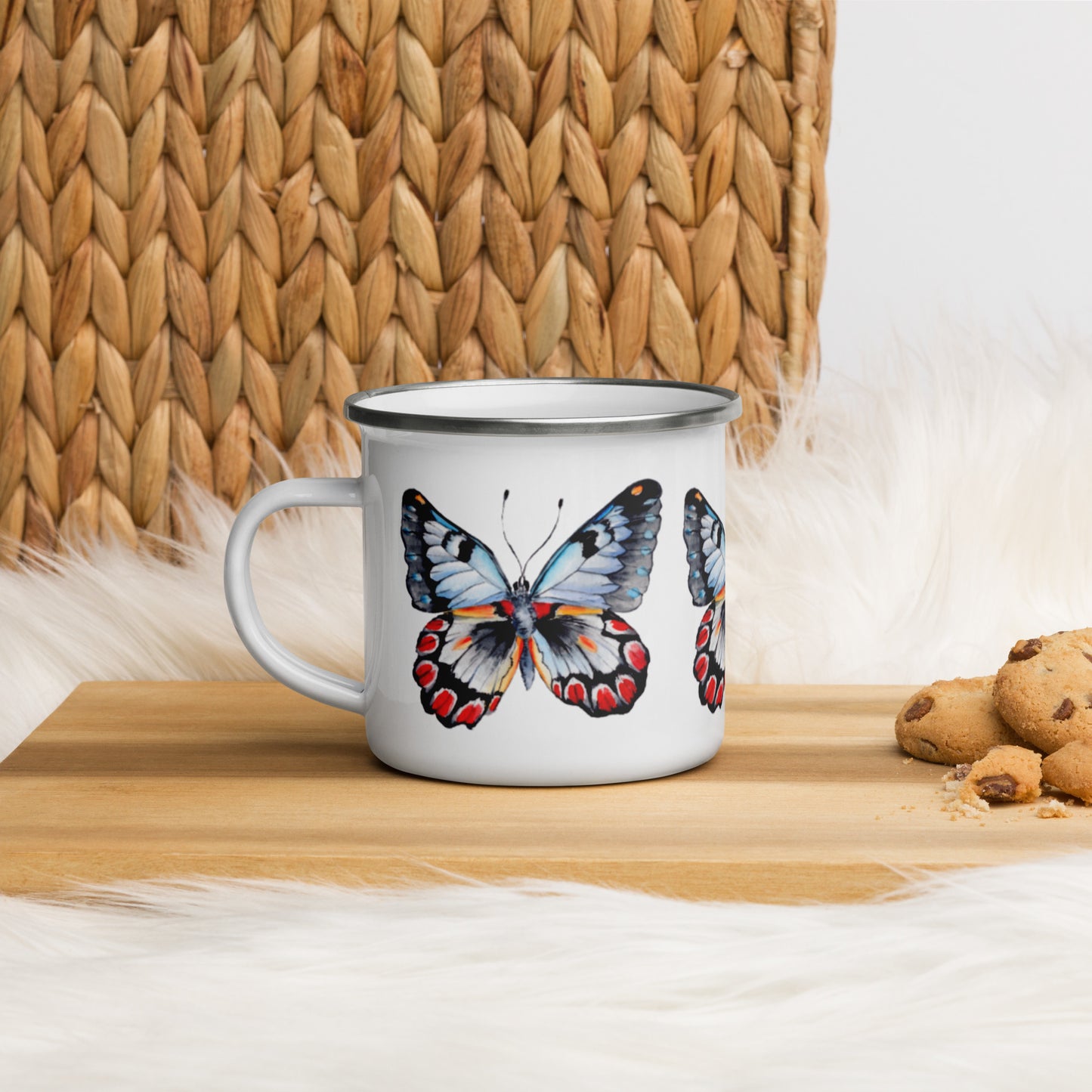 Watercolor Butterflies Enamel Mug