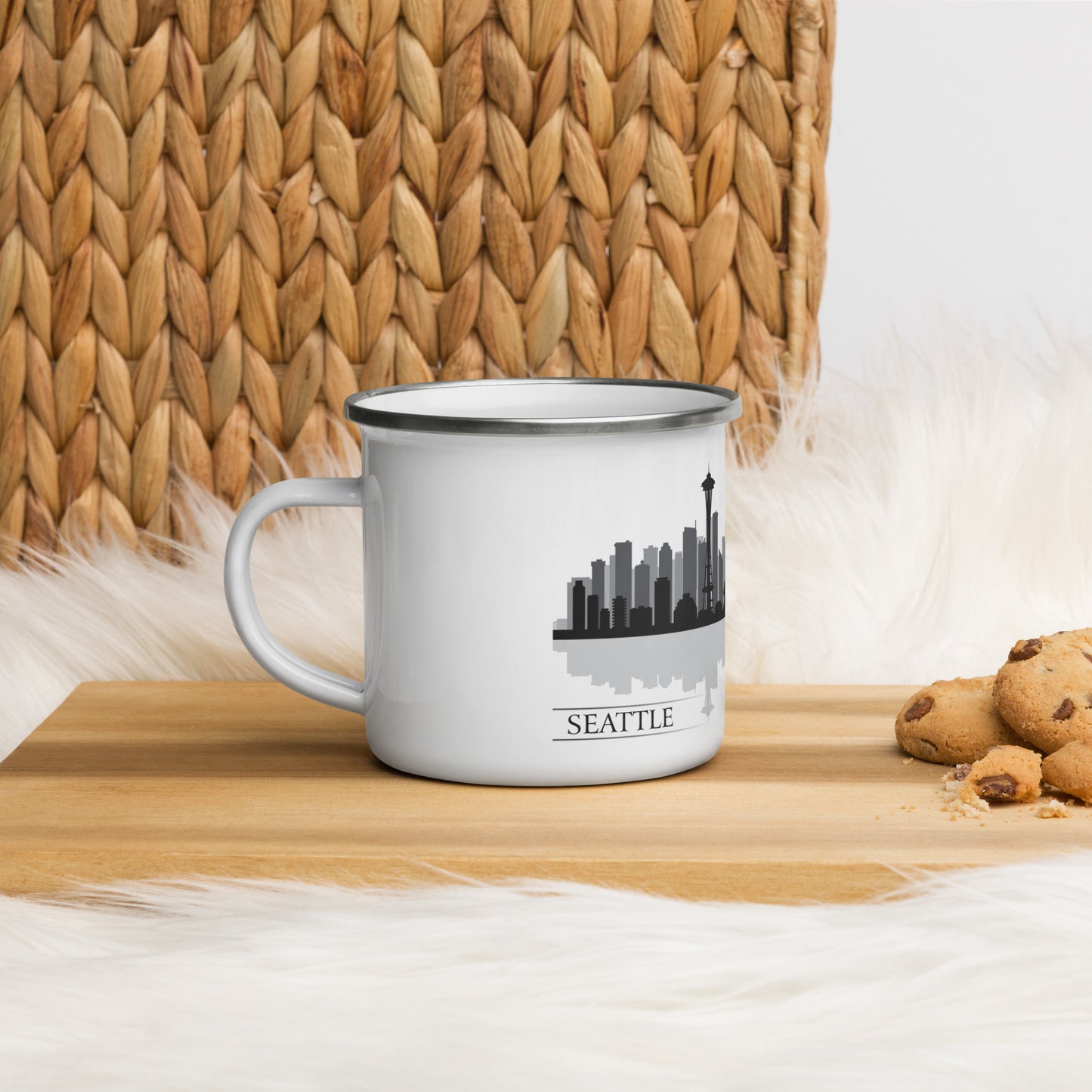 Seattle Washington City Skyline Enamel Mug