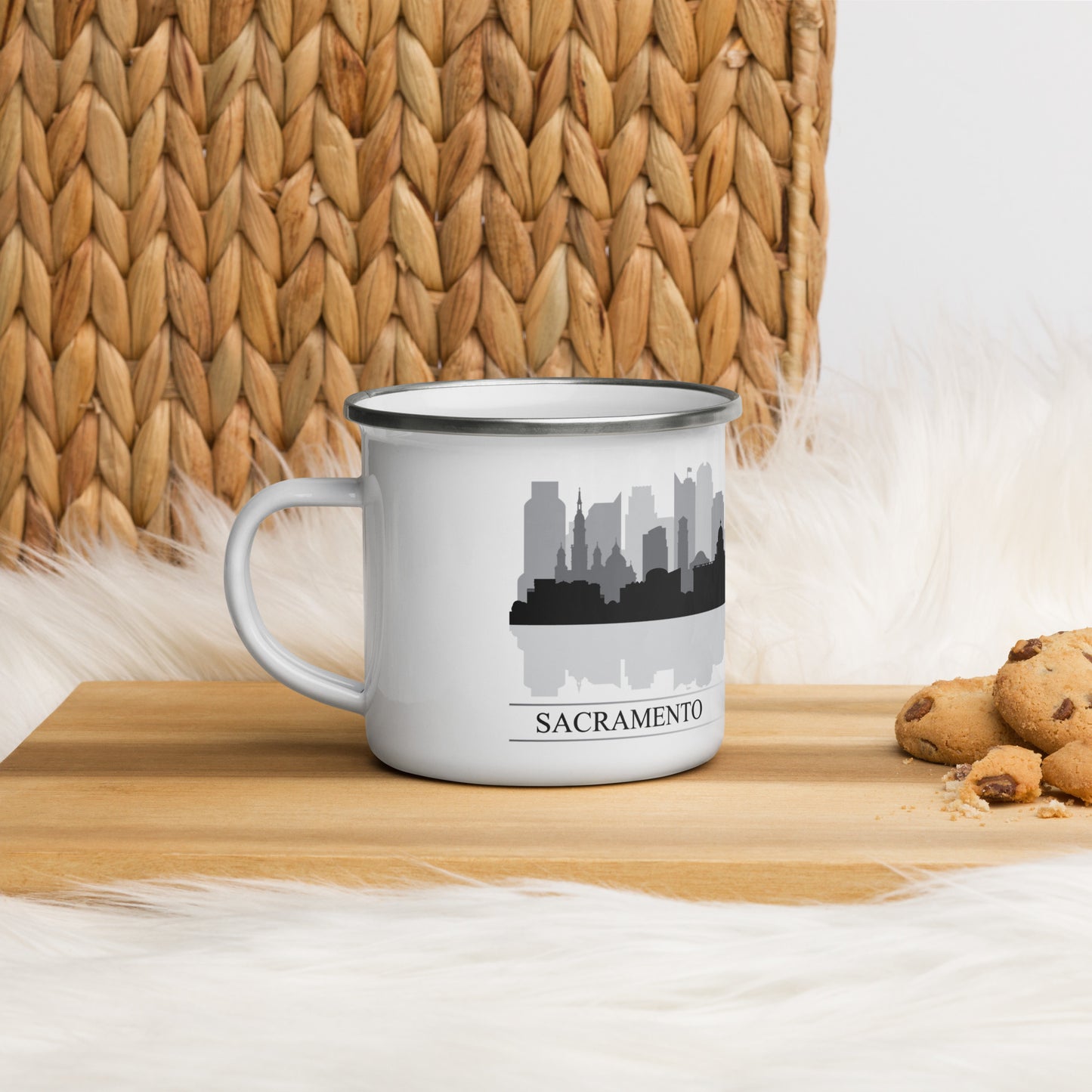 Sacramento California City Skyline Enamel Mug