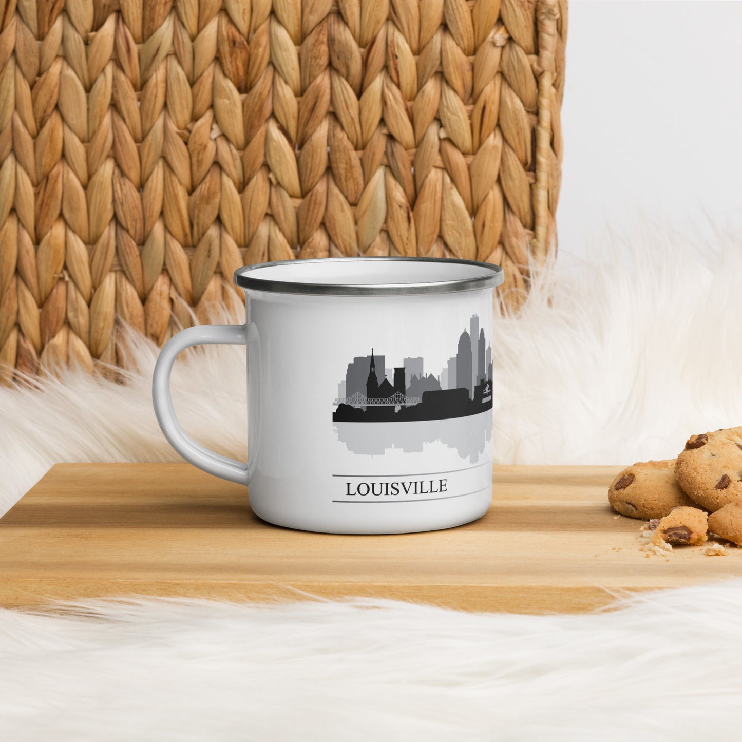 Louisville Kentucky City Skyline Enamel Mug