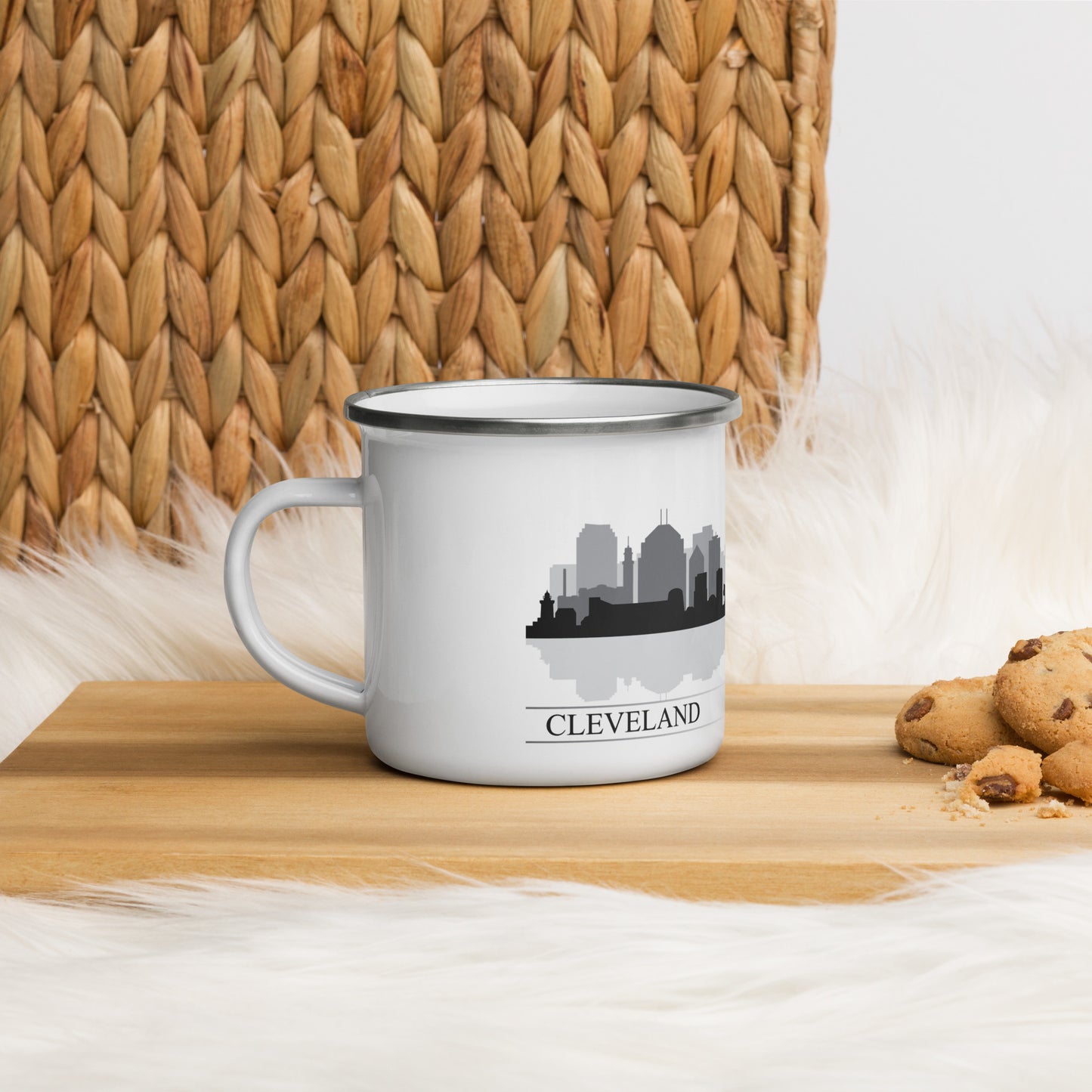 Cleveland Ohio City Skyline Enamel Mug