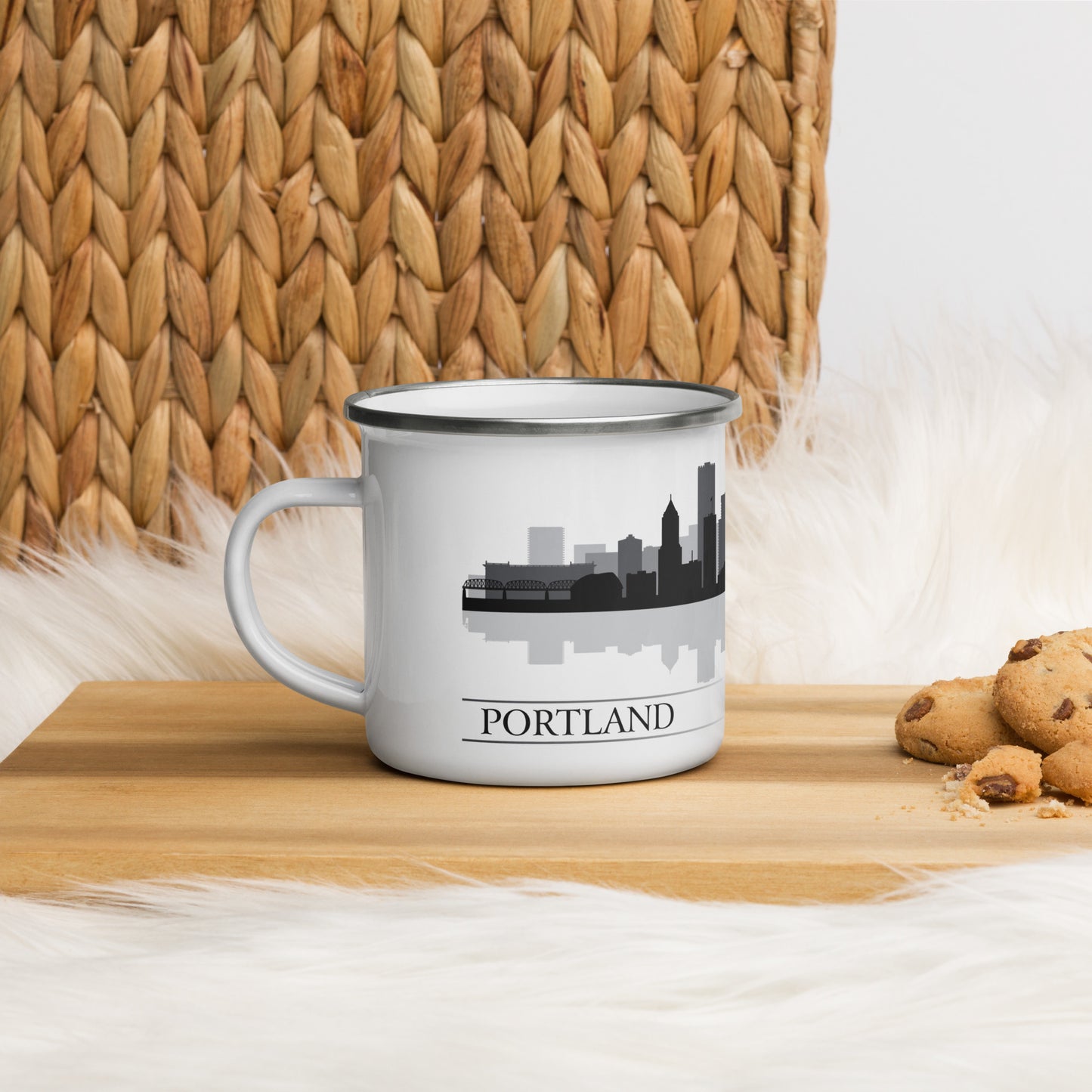 Portland Oregon City Skyline Enamel Mug