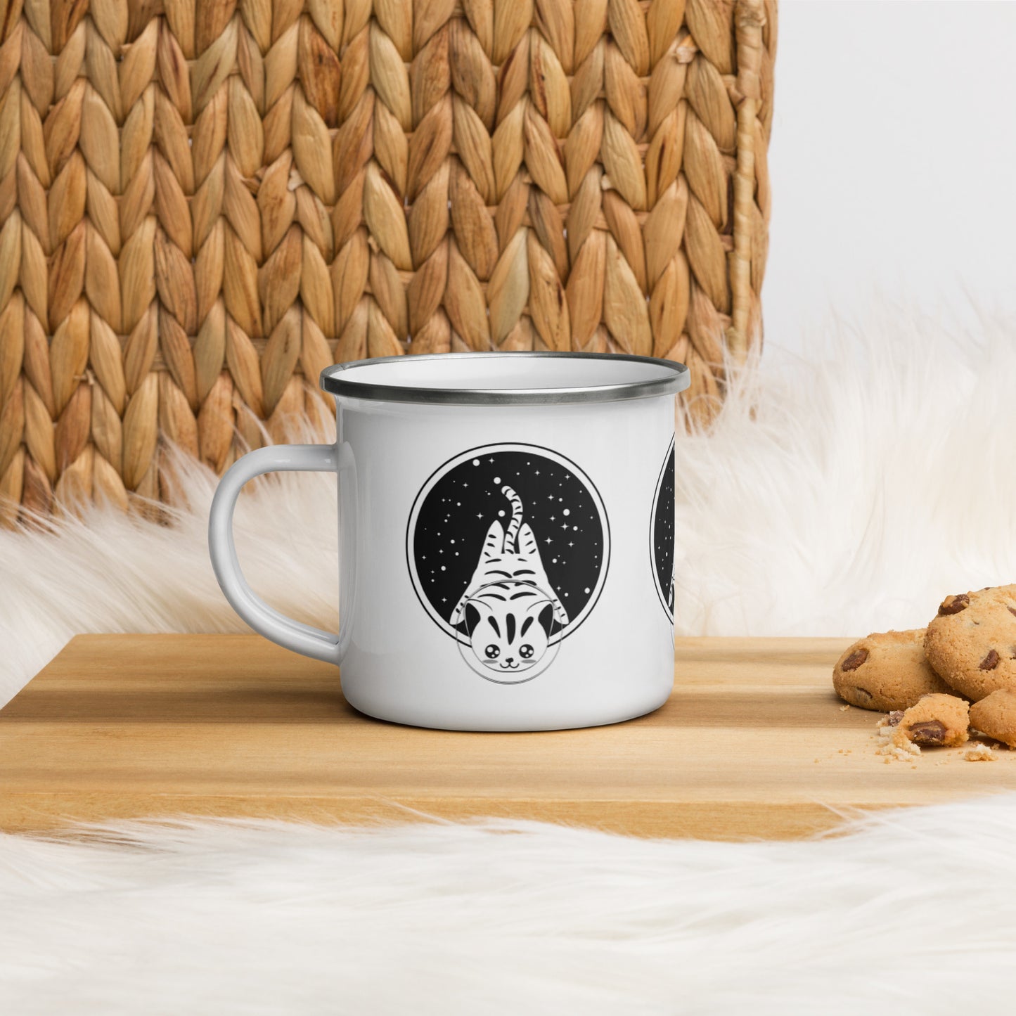 Space Cat Enamel Mug