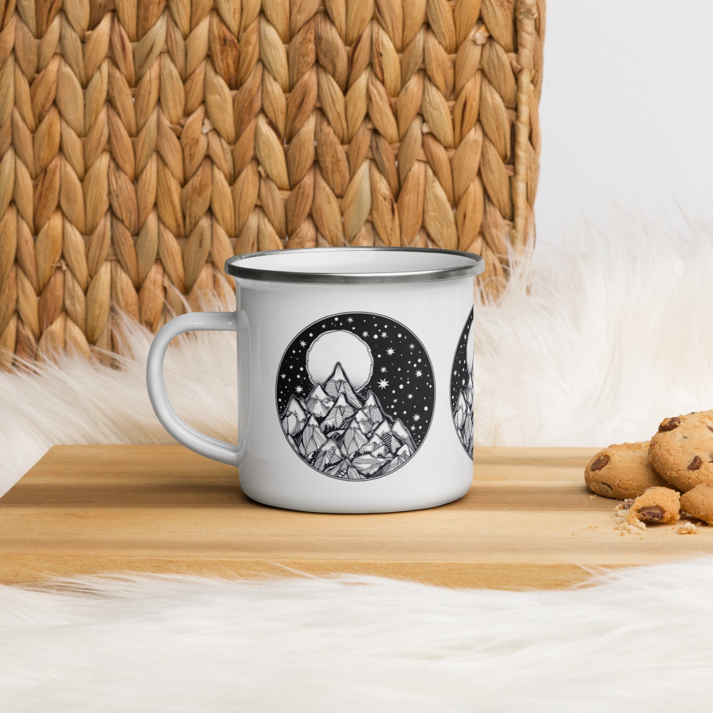 Mountains Moon Scene Enamel Mug