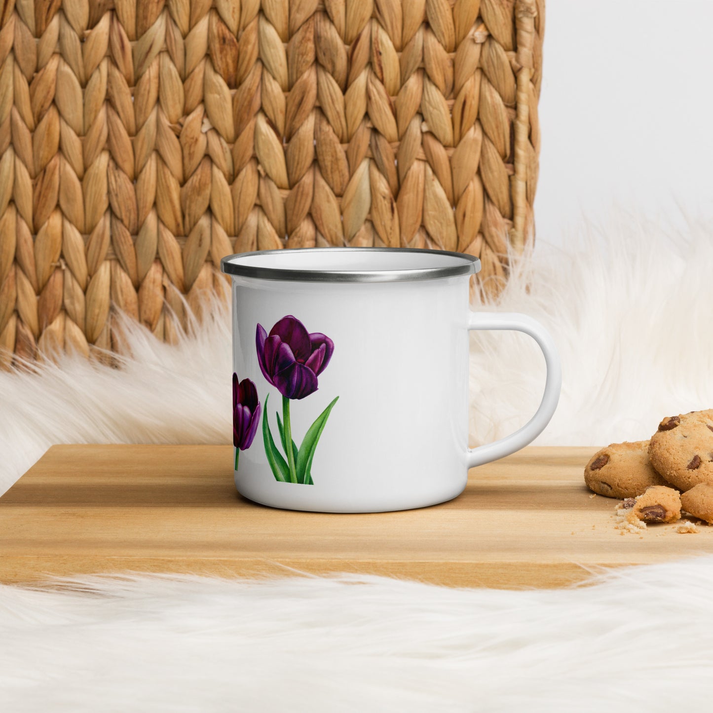 Purple Flowers Enamel Mug