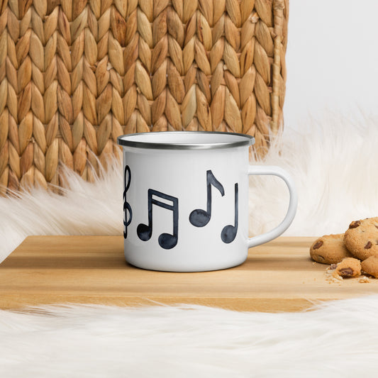 Music Notes Enamel Mug