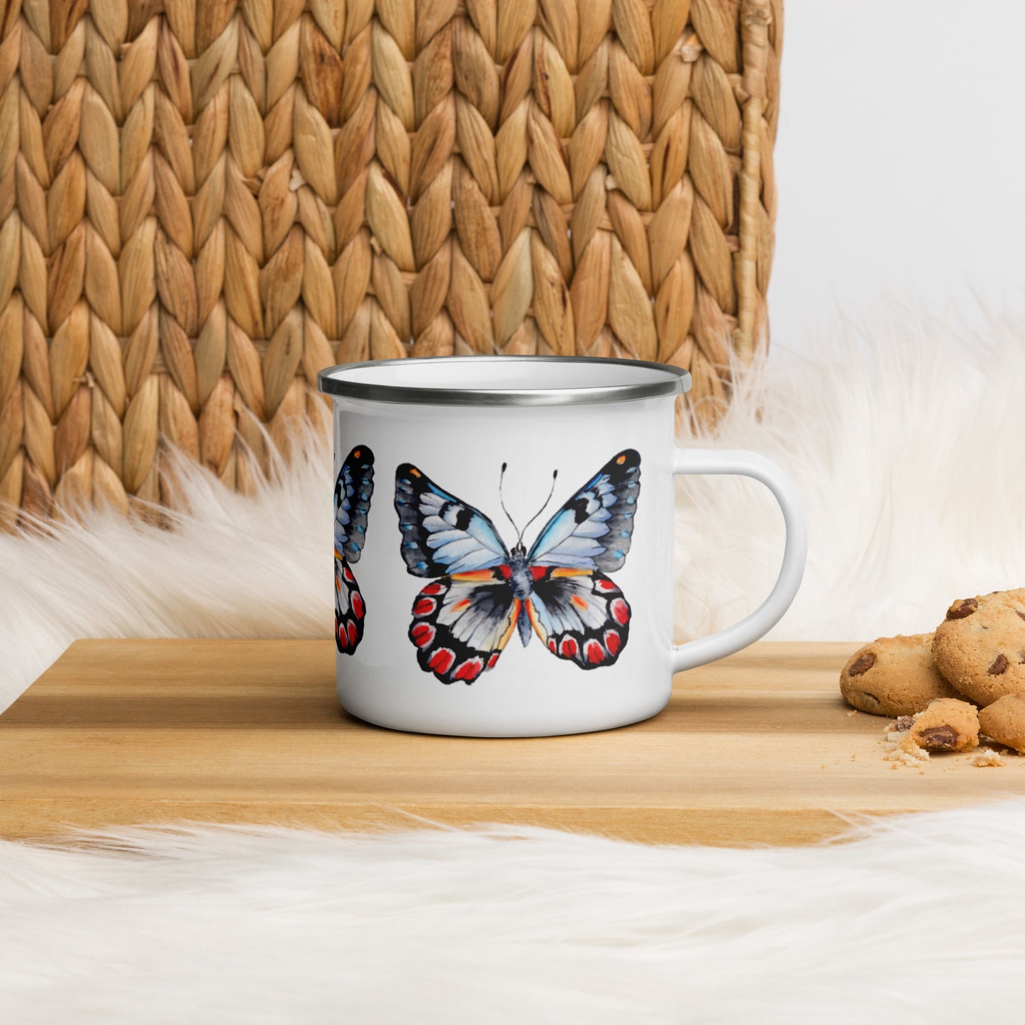 Watercolor Butterflies Enamel Mug