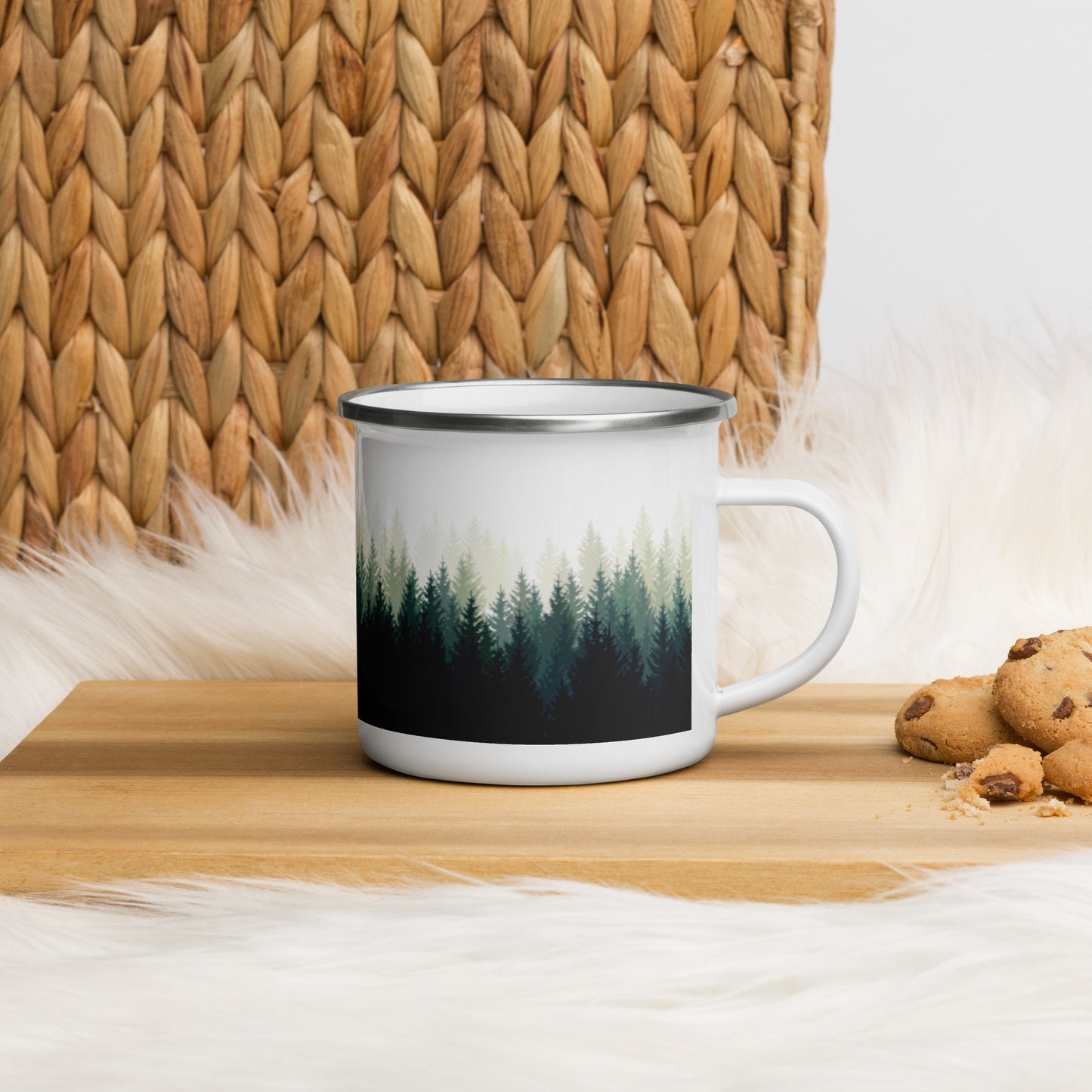 PNW Forest Trees Enamel Mug