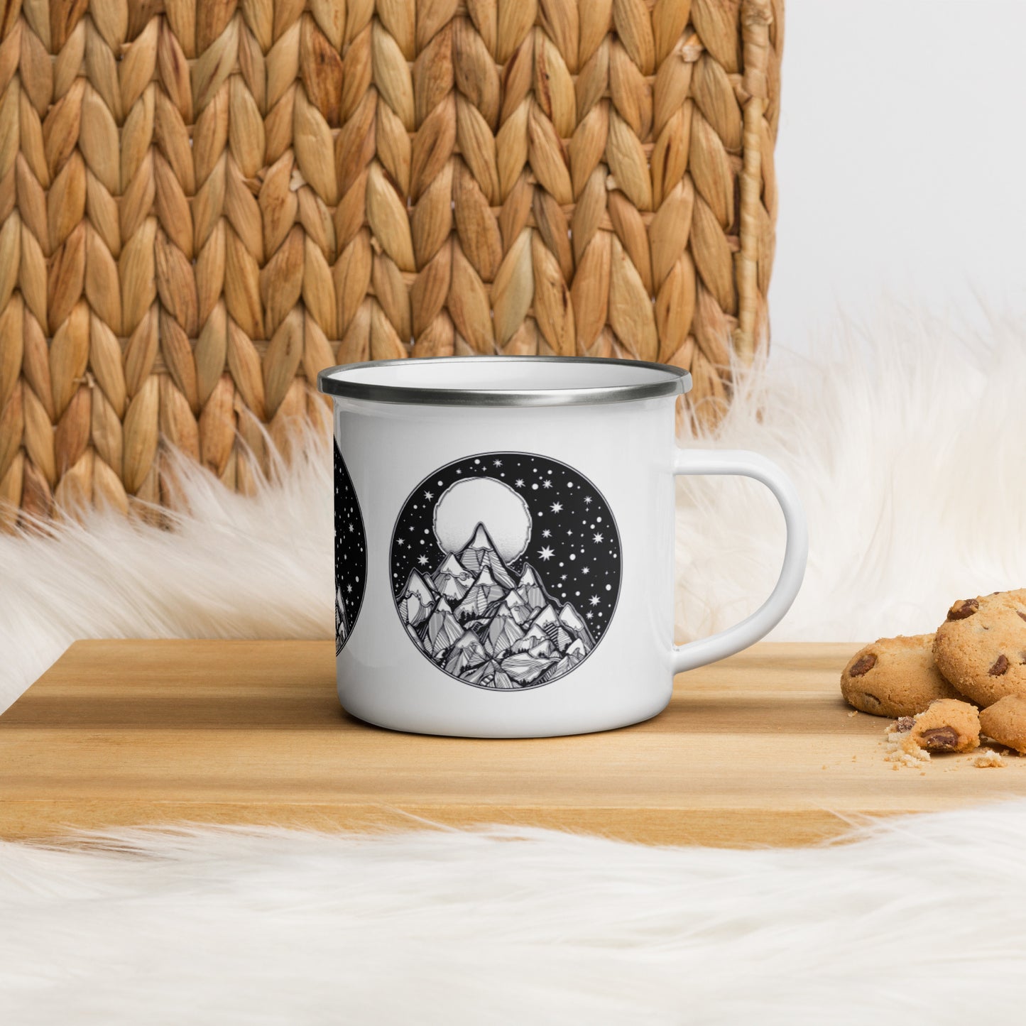 Mountains Moon Scene Enamel Mug