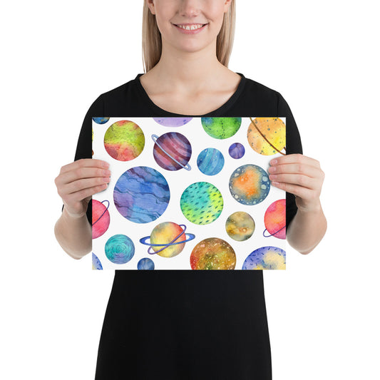 Watercolor Planets Poster - Multiple Sizes wall art posters home decor office decor art gifts