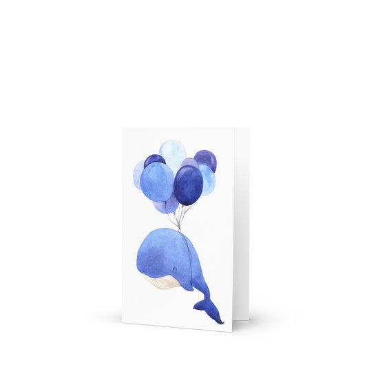 Blue Whale Balloons Greeting card