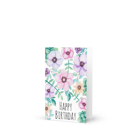 Watercolor Flowers Birthday Greeting card