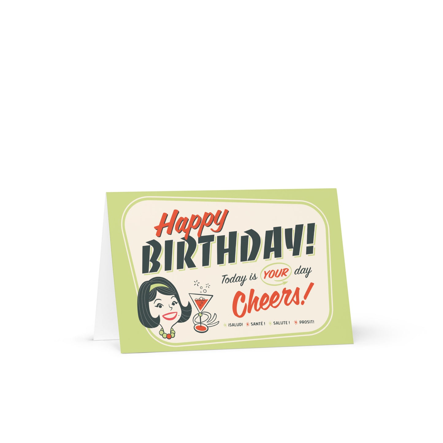 Green Retro Happy Birthday Greeting card