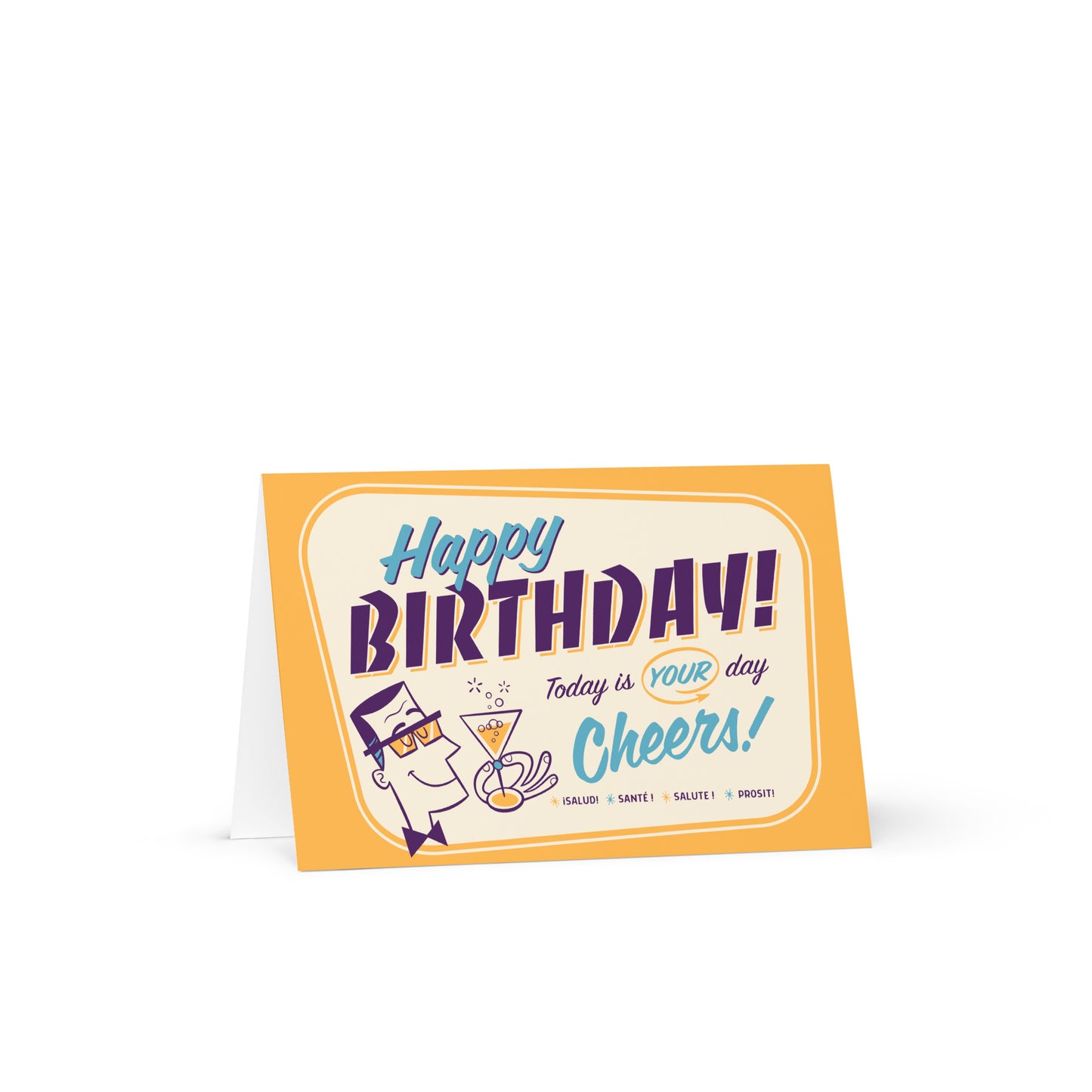 Orange Retro Birthday Greeting card