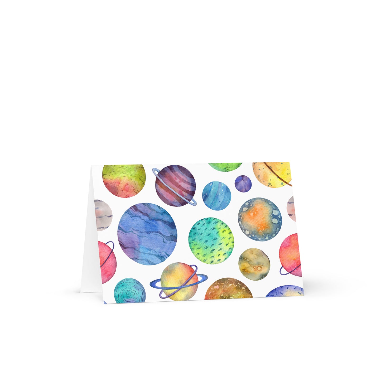 Watercolor Planets Greeting card - 4in x 6in - card with envelope - stationery - cute cards - quality cards - gift