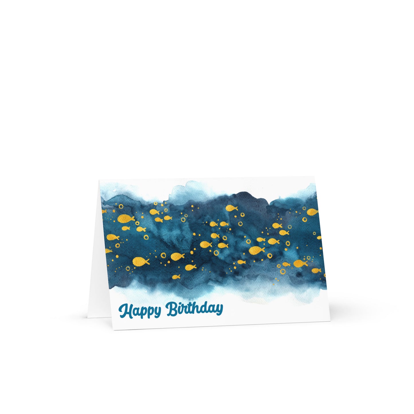 Watercolor School of Fish Happy Birthday Greeting card - 4in x 6in - card with envelope - stationery - cute cards - quality cards - gift