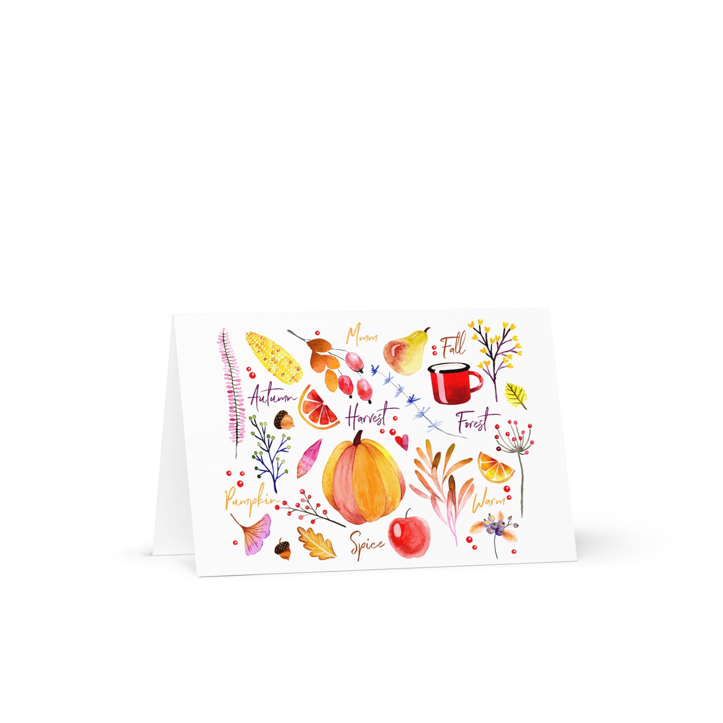 Autumn Happy Fall Greeting card - 4in x 6in - card with envelope - stationery - cute cards - quality cards - gift