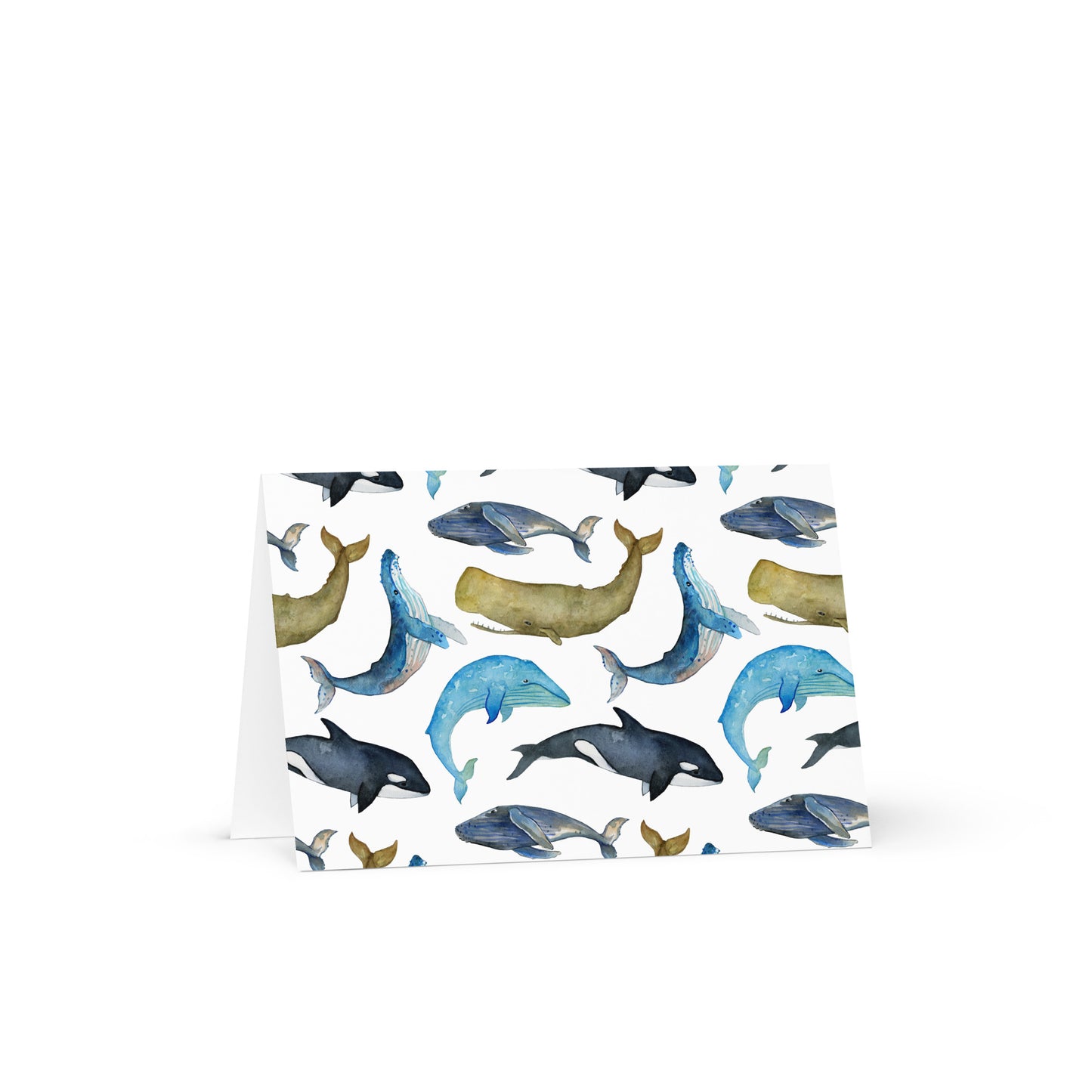 Watercolor Whales Greeting card - 4in x 6in - card with envelope - stationery - cute cards - quality cards - gift