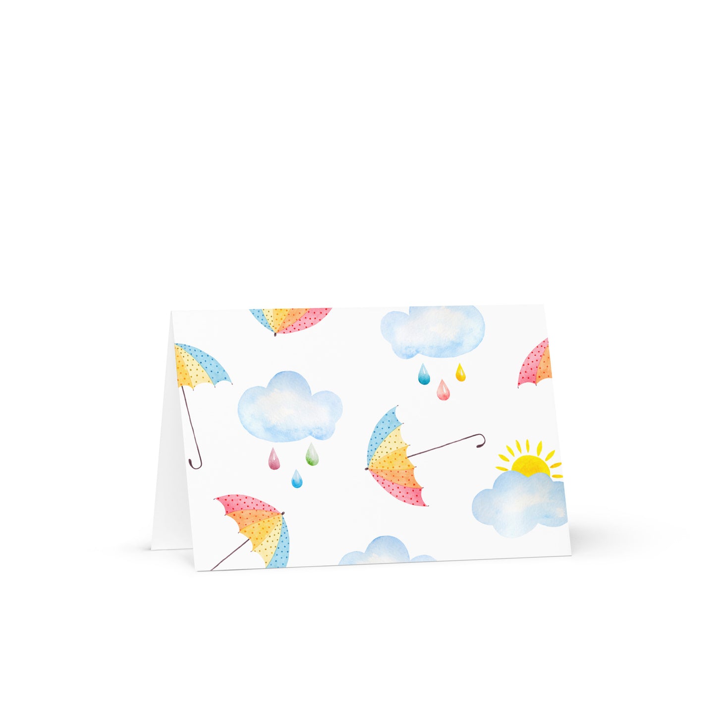 Rain Clouds Umbrella Greeting card - 4in x 6in - card with envelope - stationery - cute cards - quality cards - gift