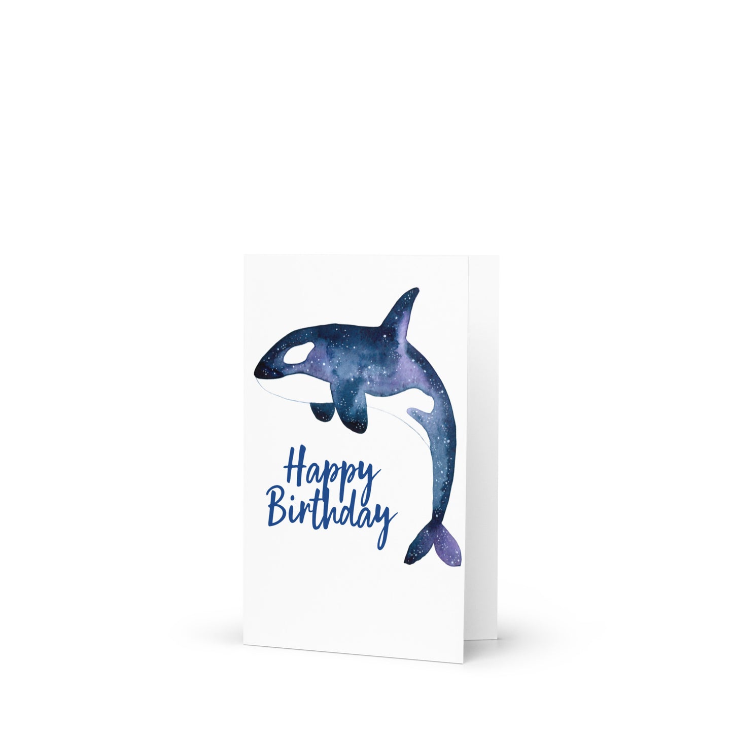 Galaxy Orca Whale Birthday Greeting card - 4in x 6in - card with envelope - stationery - cute cards - quality cards - gift