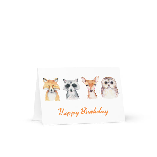 Woodland Animals Birthday Greeting card - 4in x 6in - card with envelope - stationery - cute cards - quality cards - gift