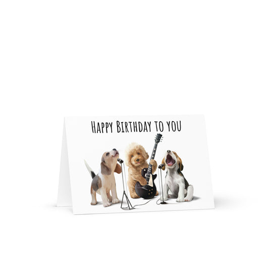 Puppy Band Birthday Greeting card - 4in x 6in - card with envelope - stationery - cute cards - quality cards - gift