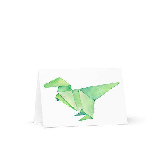 Origami Dinosaur Greeting card - 4in x 6in - card with envelope - stationery - cute cards - quality cards - gift