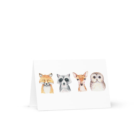 Woodland Animals Greeting card - 4in x 6in - card with envelope - stationery - cute cards - quality cards - gift