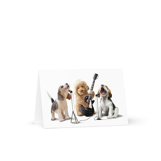 Puppy Band Greeting card - 4in x 6in - card with envelope - stationery - cute cards - quality cards - gift